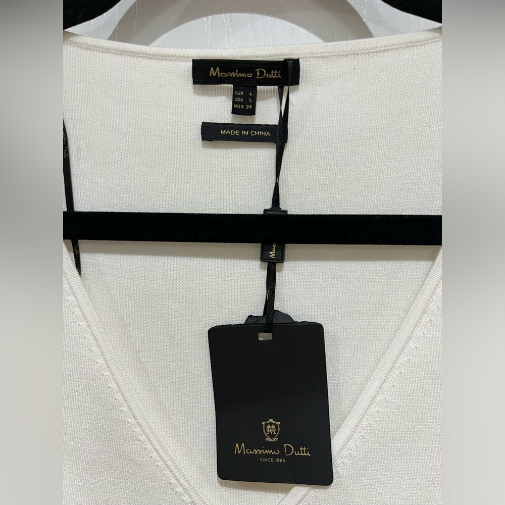 NWT Massimo Dutti Elegant White Dress Large - Picture 2 of 4